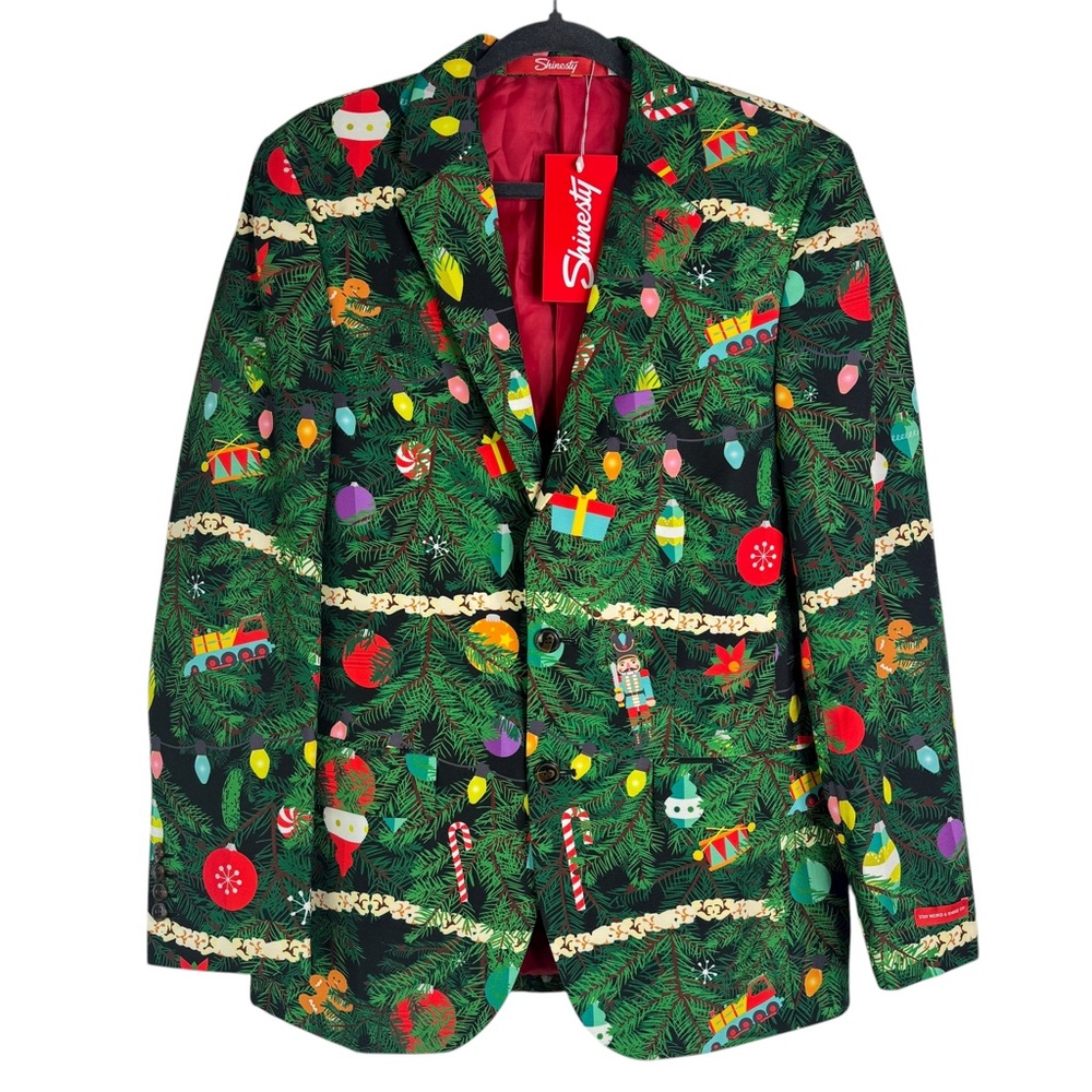 NWT Shinesty The Christmas Tree Camo Blazer Ugly Tacky Christmas 38 New